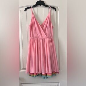 Anthropology Hutch Size 4 Small Pink Surplice Dahlia Pastel Layers Mini Dress